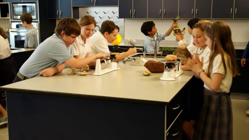 Students receiving support through an education initiative