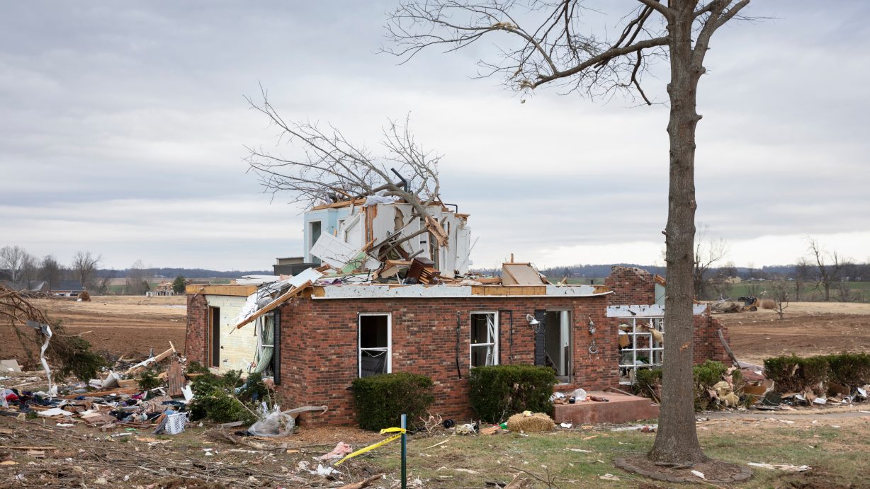 Dec 15, 2021, Princeton Kentucky, Photo by Ron Alvey. Homes in a Princeton Kentucky neighborhood were destroyed by a tornado, the evening of Dec 10, 2021.